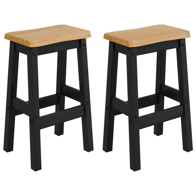 Høj Barstol EKAI 2 pcs Sort 40 x 29 x 63 cm Massivt fyrretræ