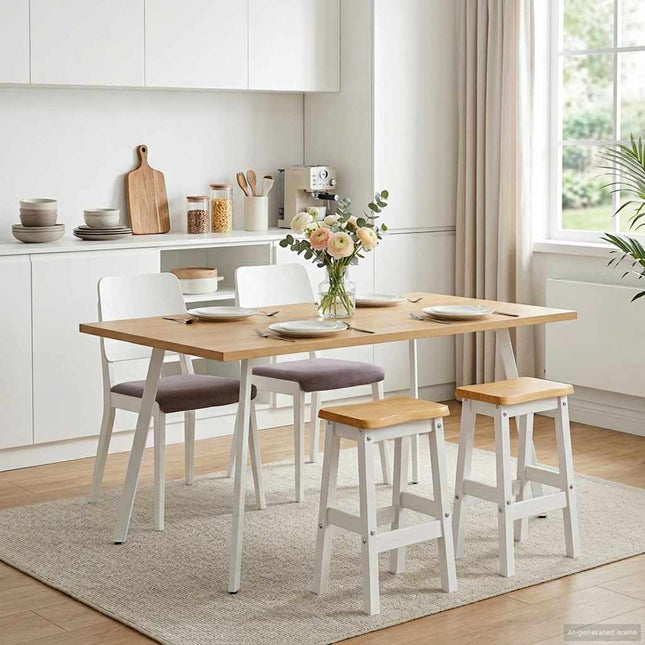 Høj Barstol EKAI 2 pcs Hvid 40 x 29 x 63 cm Massivt fyrretræ
