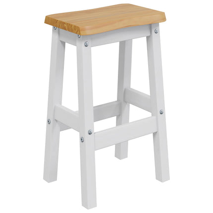 Høj Barstol EKAI 2 stk. Hvid 40 x 29 x 63 cm Massivt fyrretræ