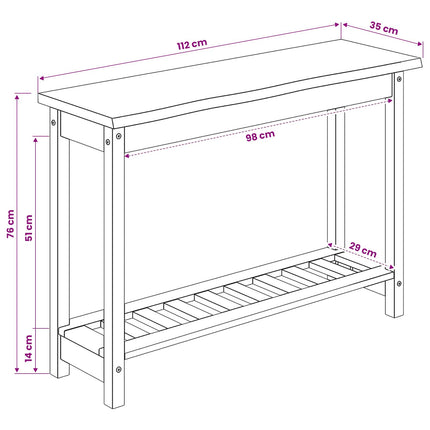 Konsolbord EKAI Sort 112 x 35 x 76 cm Massivt fyrretræ
