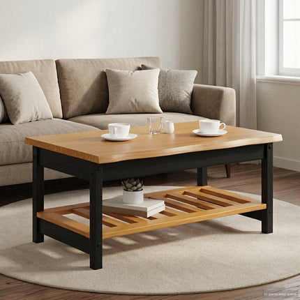 Sofabord EKAI Sort 100 x 60 x 45,5 cm Massivt fyrretræ