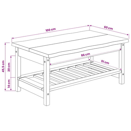 Sofabord EKAI Sort 100 x 60 x 45,5 cm Massivt fyrretræ