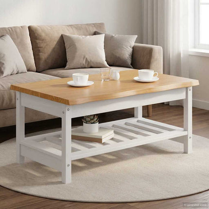 Sofabord EKAI Hvid 100 x 60 x 45,5 cm Massivt fyrretræ