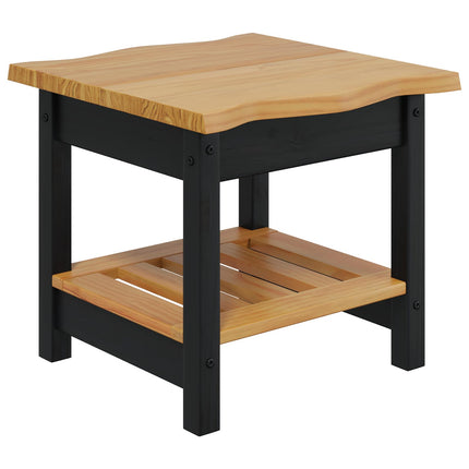 Sidebord med hylde EKAI Sort 50 x 50 x 45,5 cm Massivt fyrretræ