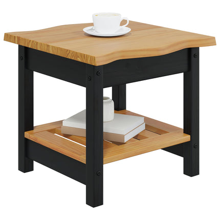 Sidebord med hylde EKAI Sort 50 x 50 x 45,5 cm Massivt fyrretræ