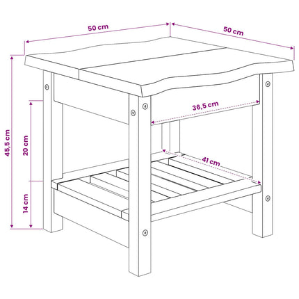 Sidebord med hylde EKAI Sort 50 x 50 x 45,5 cm Massivt fyrretræ