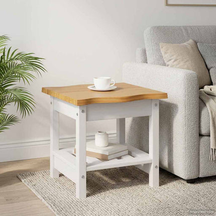 Sidebord med hylde EKAI Hvid 50 x 50 x 45,5 cm Massivt fyrretræ