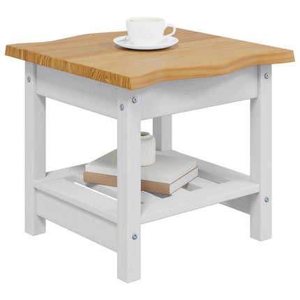 Sidebord med hylde EKAI Hvid 50 x 50 x 45,5 cm Massivt fyrretræ
