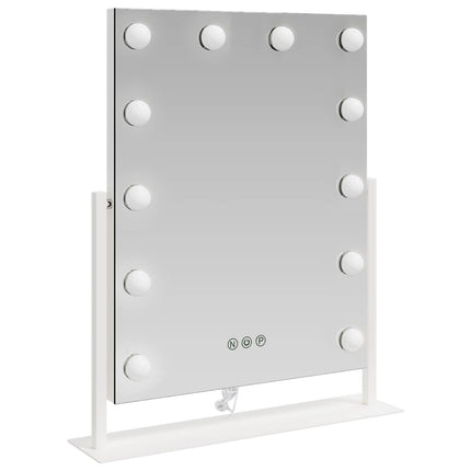 LED Makeup Spejl Hvid 44 x 10 x 53 cm Glas og Stål