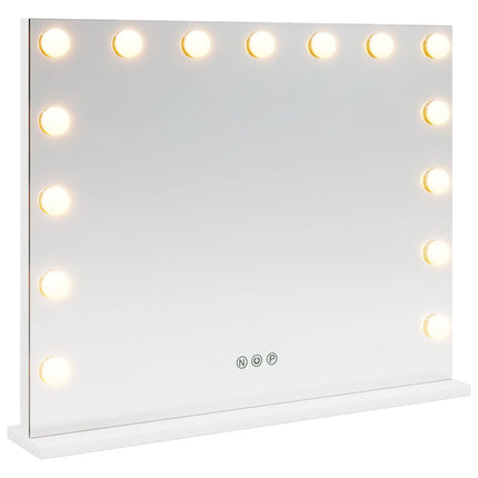 LED Makeup Spejl Hvid 58 x 10 x 47 cm Glas og Stål
