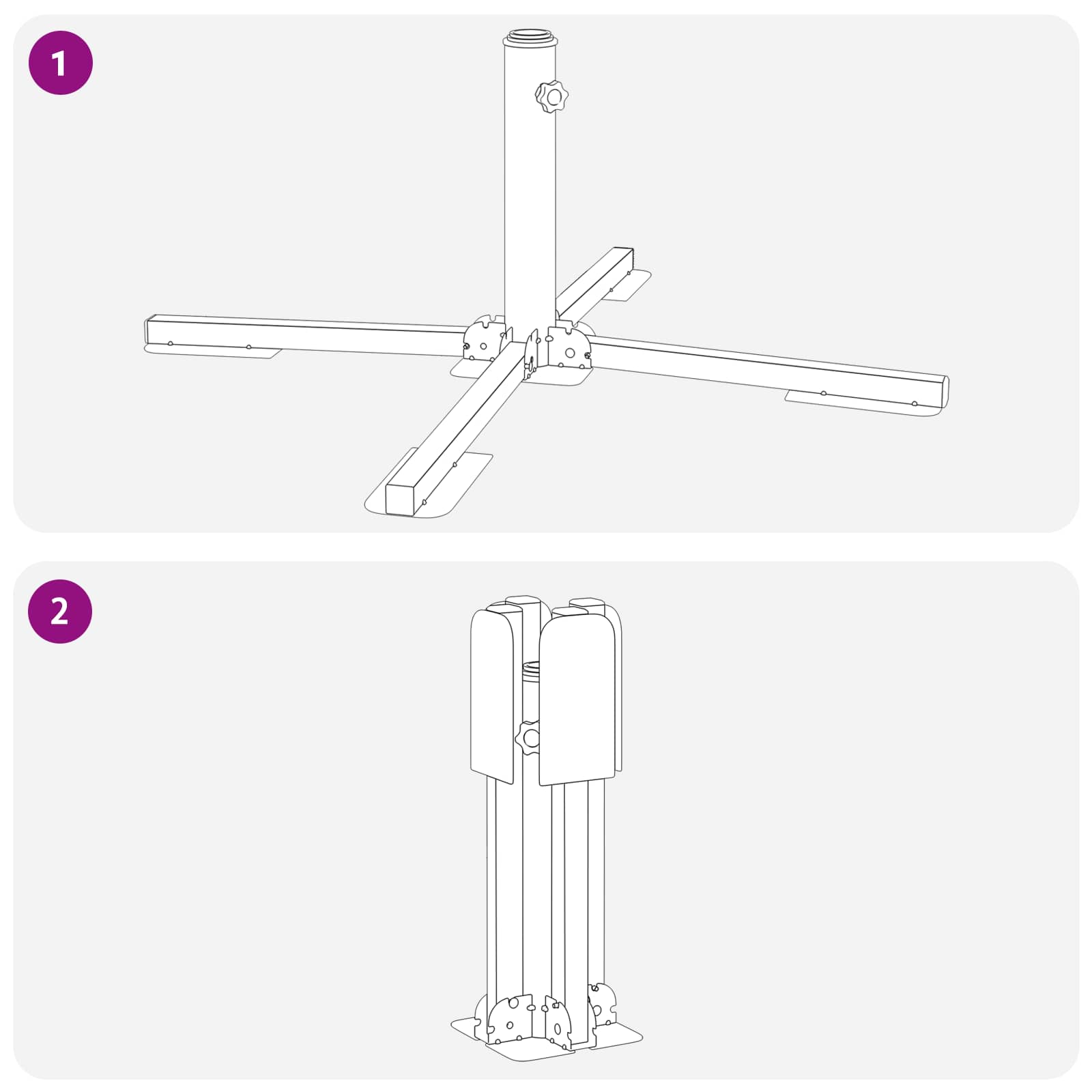 Parasol Stativ Hvid Stål