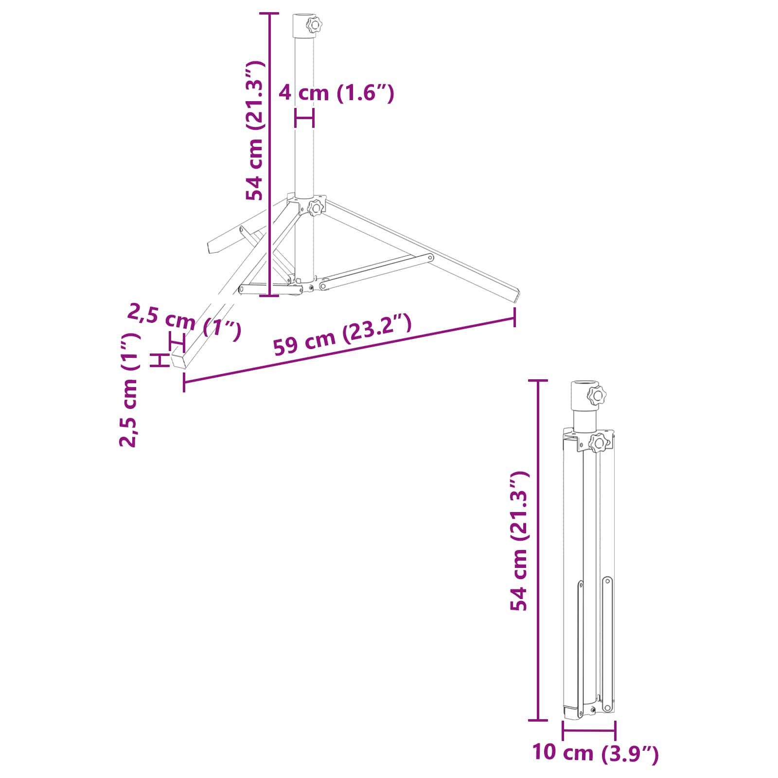 Parasol Stativ Hvid Stål for 25-32 mm Pole
