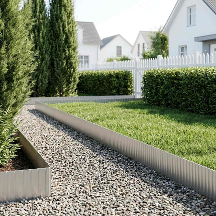 Plænekant 10 m x 20 cm Galvaniseret stål Sølv