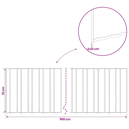Plænekant 5 m x 15 cm Galvaniseret stål Sølv