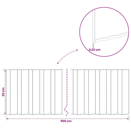 Plænekant 5 m x 25 cm Galvaniseret stål Sølv
