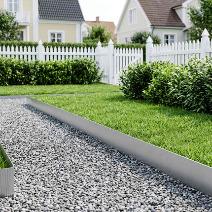 Plænekant 10 m x 20 cm Galvaniseret stål Sølv