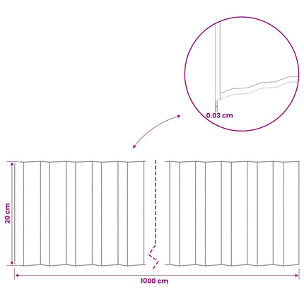 Plænekant 10 m x 20 cm Galvaniseret stål Sølv