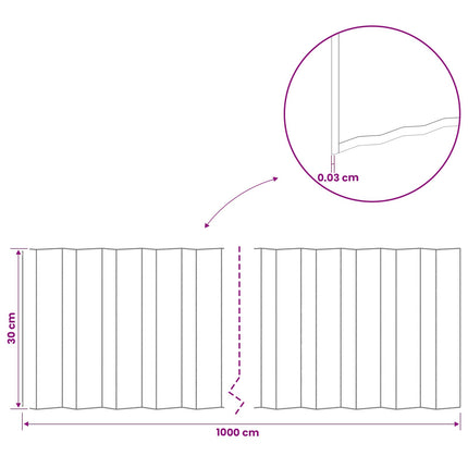 Plænekant 10 m x 30 cm Galvaniseret stål Sølv
