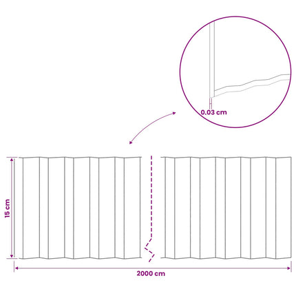 Plænekant 20 m x 15 cm Galvaniseret stål Sølv