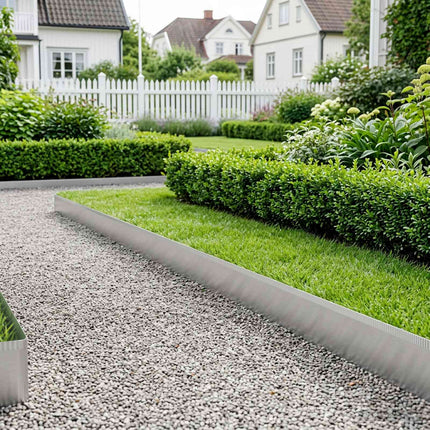 Plænekant 10 m x 20 cm Galvaniseret stål Sølv