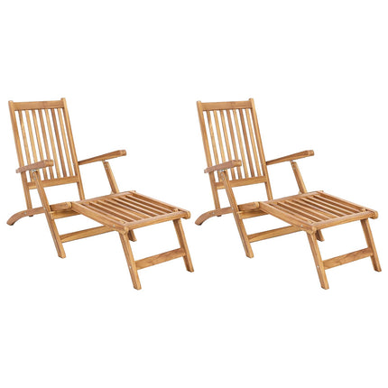 Foldbar Dæk Stol 2 pcs Naturfarvet Massiv Teaktræ