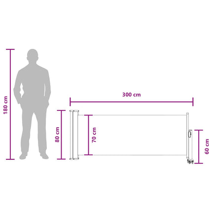 Side Markise 80 x 300 cm 100% polyester jern stål Rektangulær