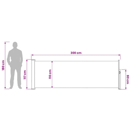 Udtrækkeligt side-markise 120 x 300 cm Polyester Rektangulær
