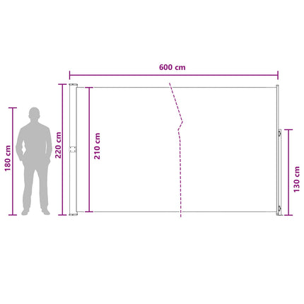 Udtrækkeligt side-markise 220 x 600 cm Polyester Rektangulær