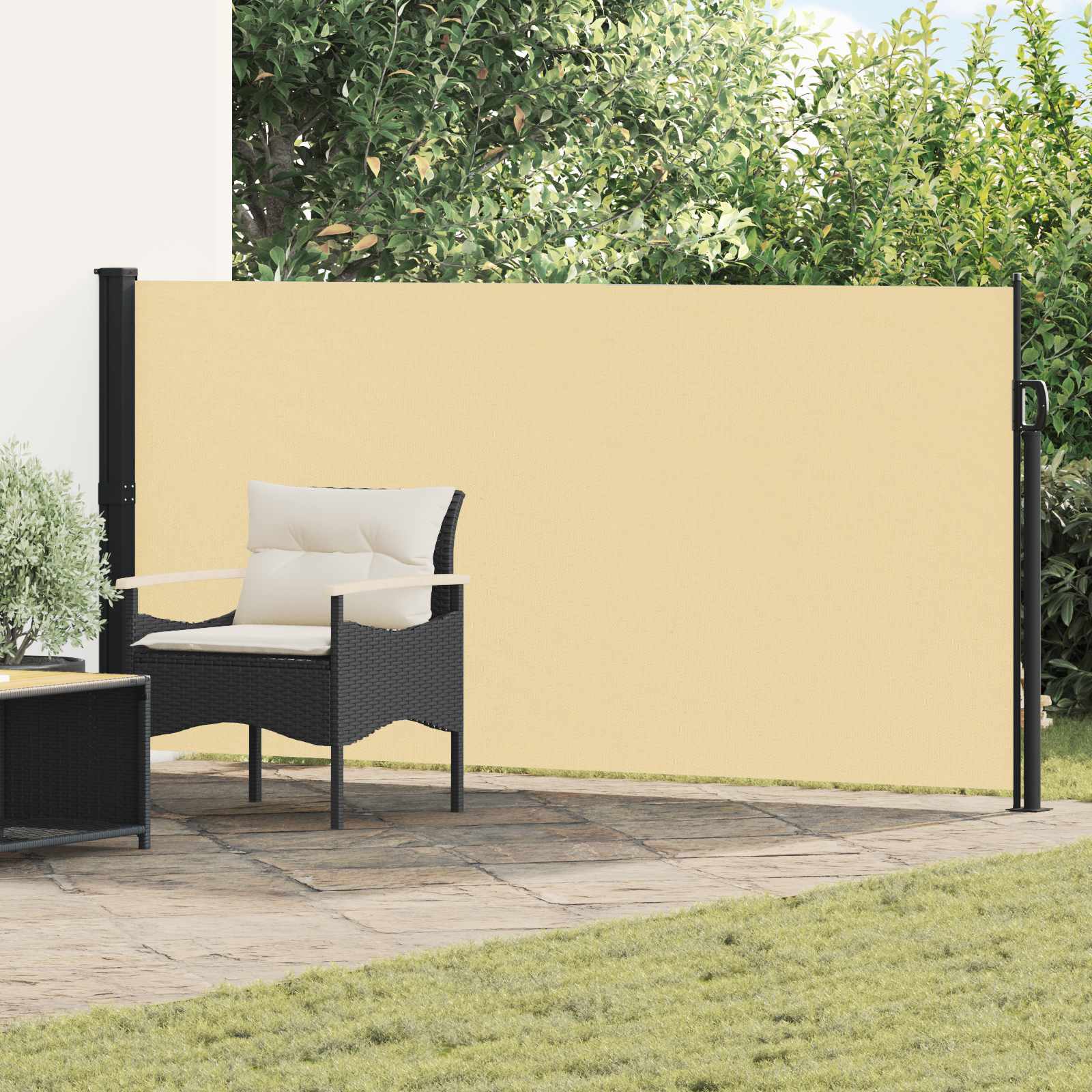 Udtrækkeligt side-markise Sandfarvet 500 x 140 cm Polyester