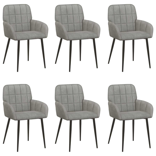 Spisestole 6 pcs Velour (V) Lysegrå 56,5 x 50 x 86 cm