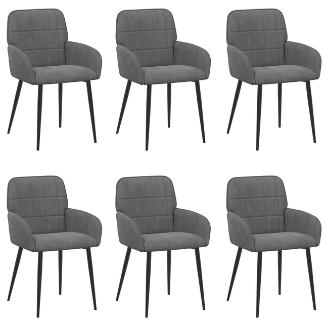Spisestole 6 pcs Velour (V) Mørkegrå 56,5 x 50 x 86 cm