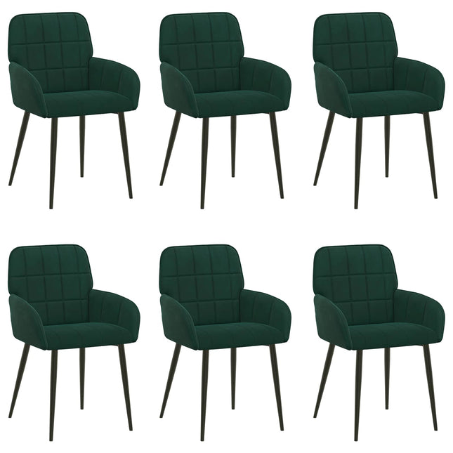 Spisestole 6 pcs Velour (V) Mørkegrøn 56,5 x 50 x 86 cm