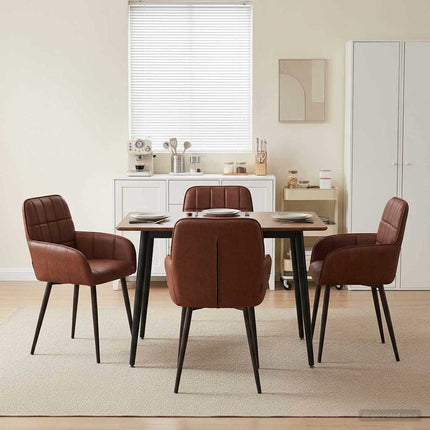 Spisestole 4 pcs Kunstlæder Skinnende Brun 56,5 x 50 x 86 cm
