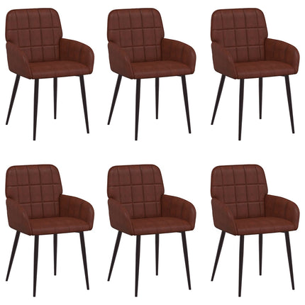 Spisestole 6 pcs Kunstlæder Skinnende Brun 56,5 x 50 x 86 cm