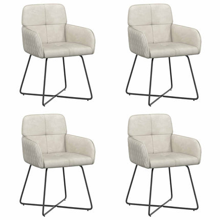 Spisestole 4 stk. Fløjl Cremefarvet 59 x 56,5 x 86 cm
