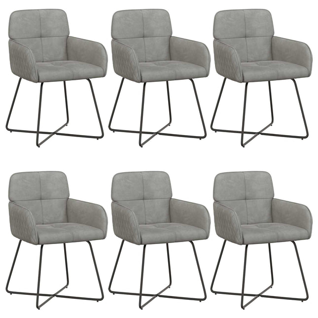 Spisestole 6 pcs Velour (V) Lysegrå 59 x 56,5 x 86 cm