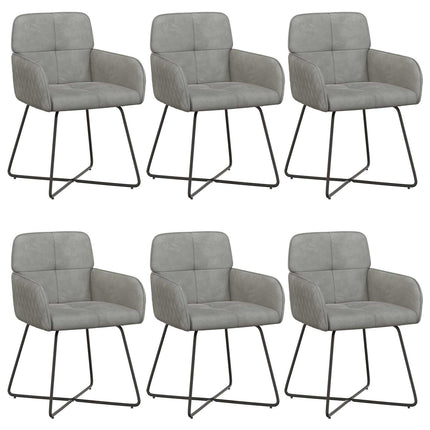 Spisestole 6 stk. Fløjl Lysegrå 59 x 56,5 x 86 cm