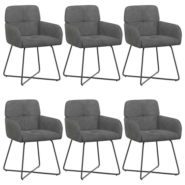 Spisestole 6 pcs Velour (V) Mørkegrå 59 x 56,5 x 86 cm