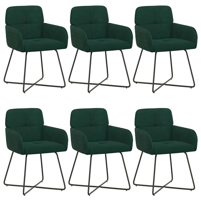 Spisestole 6 pcs Velour (V) Mørkegrøn 59 x 56,5 x 86 cm