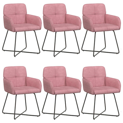 Spisestole 6 stk. Fløjl Lyserød 59 x 56,5 x 86 cm