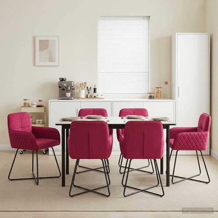 Spisestole 6 pcs Velour (V) Vinrød 59 x 56,5 x 86 cm