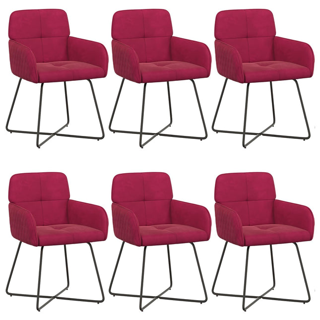 Spisestole 6 pcs Velour (V) Vinrød 59 x 56,5 x 86 cm