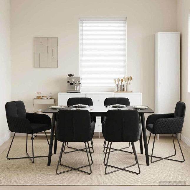 Spisestole 6 pcs Velour (V) Sort 59 x 56,5 x 86 cm