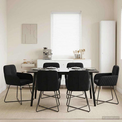 Spisestole 6 stk. Fløjl Sort 59 x 56,5 x 86 cm