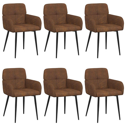 Spisestole 6 stk. Faux Suede Læder Brun 59 x 56,5 x 85 cm