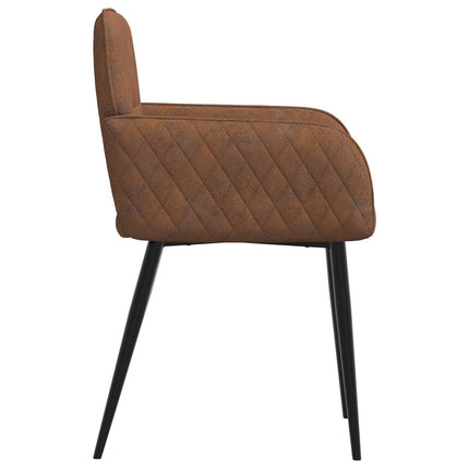 Spisestole 6 stk. Faux Suede Læder Brun 59 x 56,5 x 85 cm