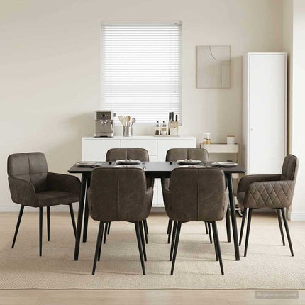 Spisestole 6 stk. Faux Suede Læder Mørkegrå 59 x 56,5 x 85 cm