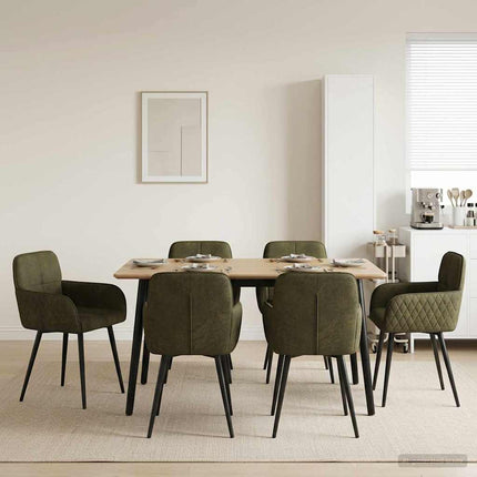 Spisestole 6 stk. Faux Suede Læder Army Grøn 59 x 56,5 x 85 cm