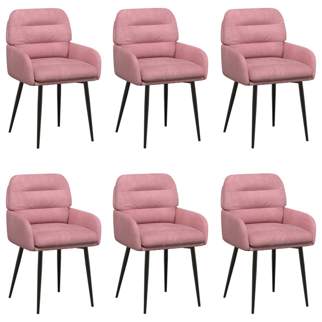 Spisestole 6 pcs Velour (V) Lyserød 59 x 59,5 x 90 cm