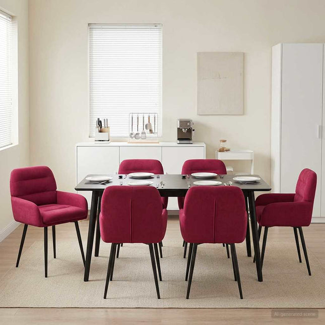 Spisestole 6 pcs Velour (V) Vinrød 59 x 59,5 x 90 cm